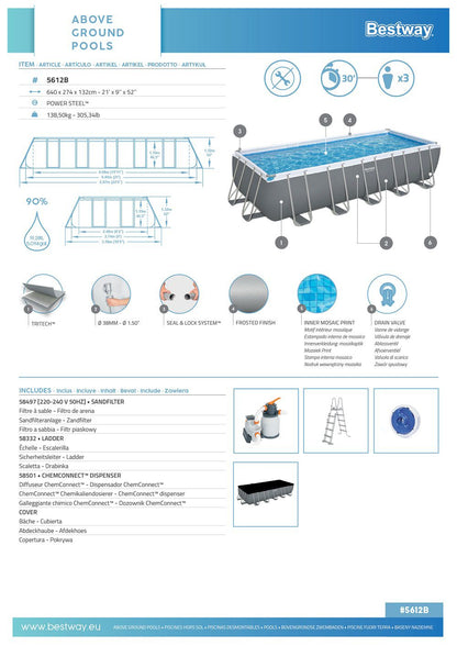 בריכת אולטרה steel pro max 640X274X132 5612B מבית BESTWAY