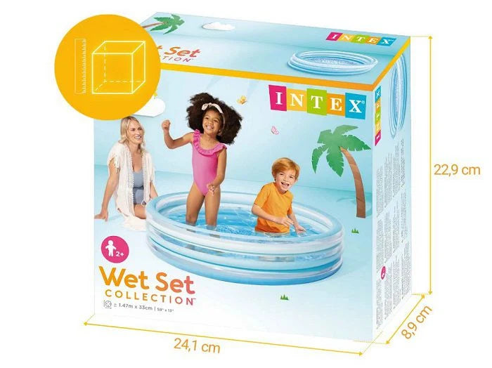 בריכה עגולה מתנפחת לילדים כחולה עם הדפס פסיפס בקרקעית 147X33 סמ 58467 מבית INTEX