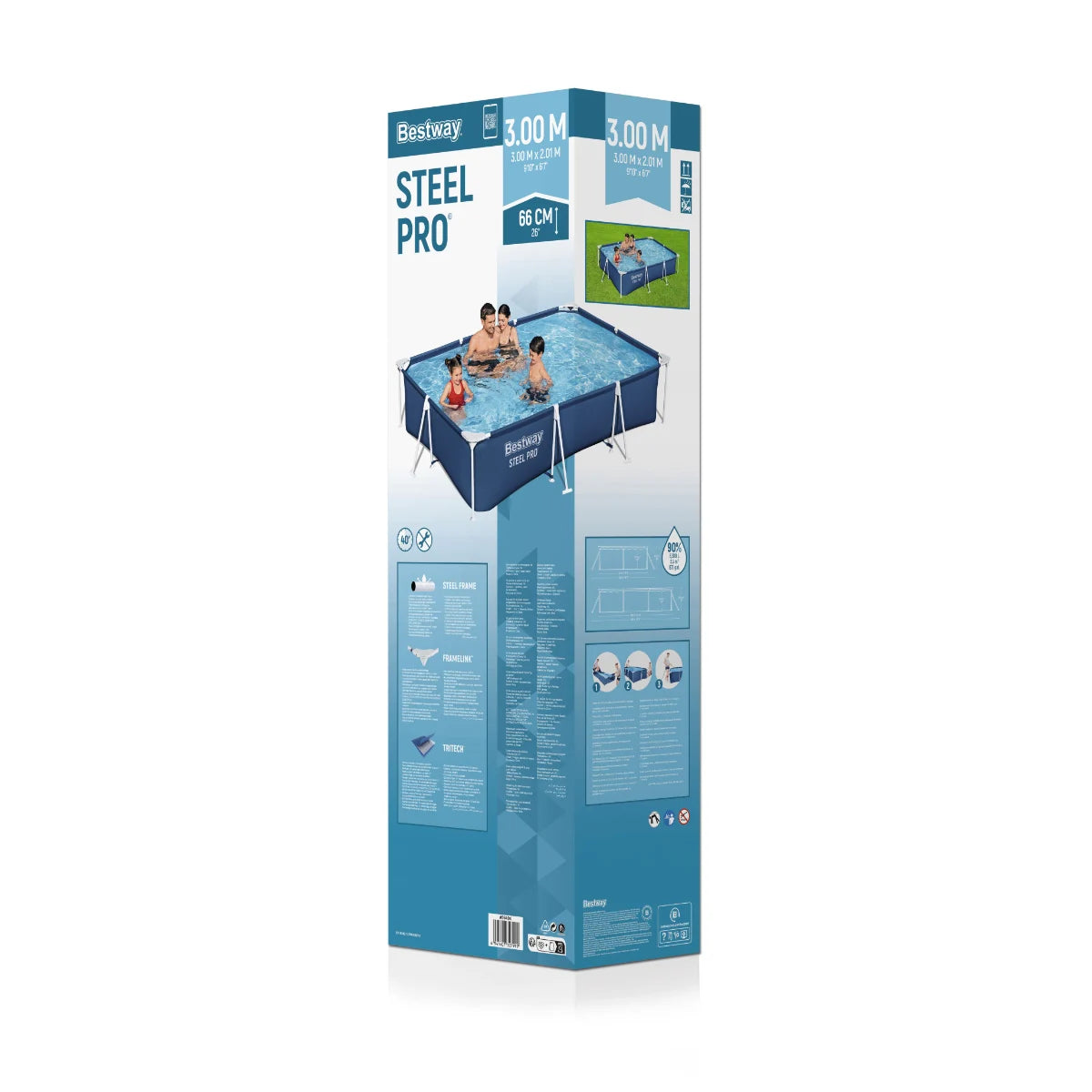 בריכה משפחתית מסגרת מלבנית 300X201X66 סמ 56404 מבית BESTWAY