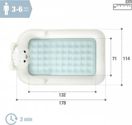 מזרון מתנפח לילדים דובי עם מסגרת בטיחות 178X114 גובה 25 ס"מ כולל משאבה ותיק | מקט 66814 | INTEX |