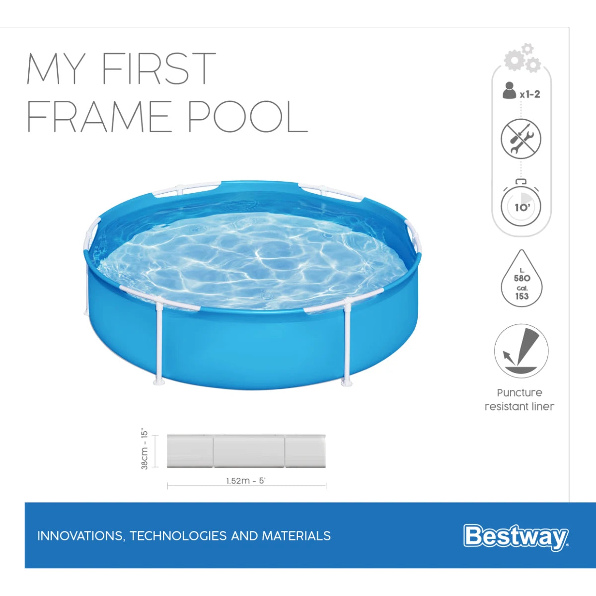 בריכה מסגרת עגולה 152X38 56283 מבית BESTWAY
