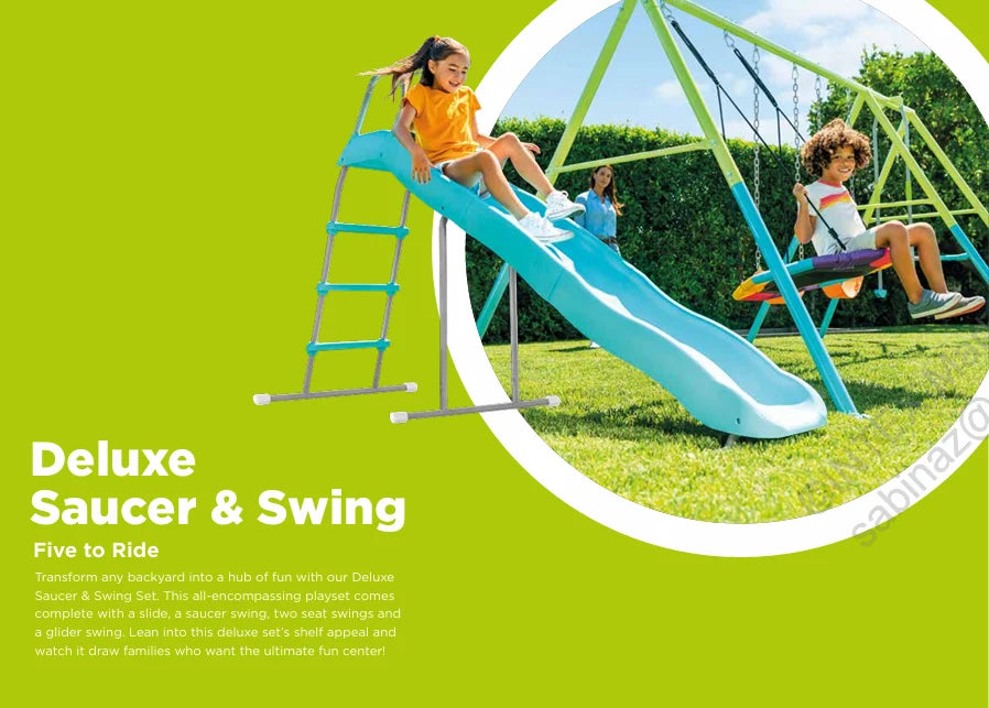 נדנדת ארבע חלקים ומגלשה לחצר לילדים 424X235X200 סמ 44151 מבית INTEX