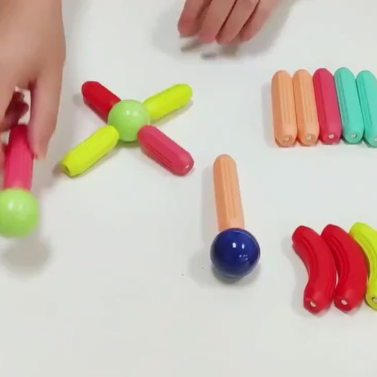 משחק מגנטים מוטות וכדורים גדולים-מגנט קליק